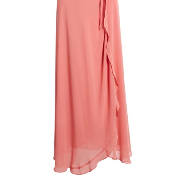 WAYF Ruffle Wrap Gown- Coral Rose Tea - Picture 2 of 6